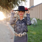 Denim Ethnic Street Printing Slim Fit Women's Shirt