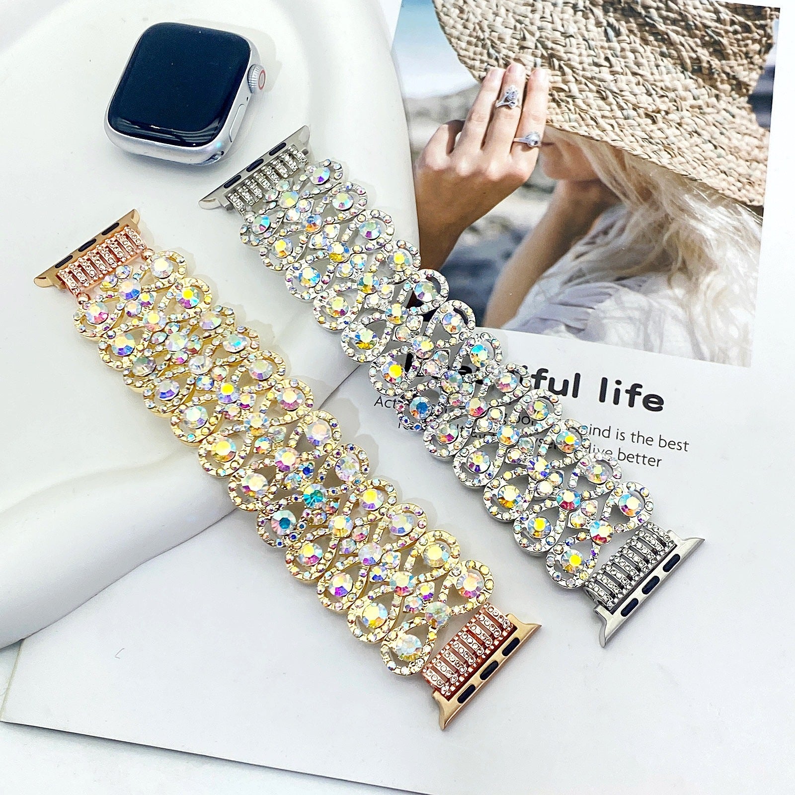 Handmade Smart Watch Glass Crystal Strap