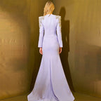 Heavy Industry Beads Diamond Front Slit Small Trailing Dress