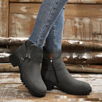Belt Buckle Women's Ankle Boots Elastic Band