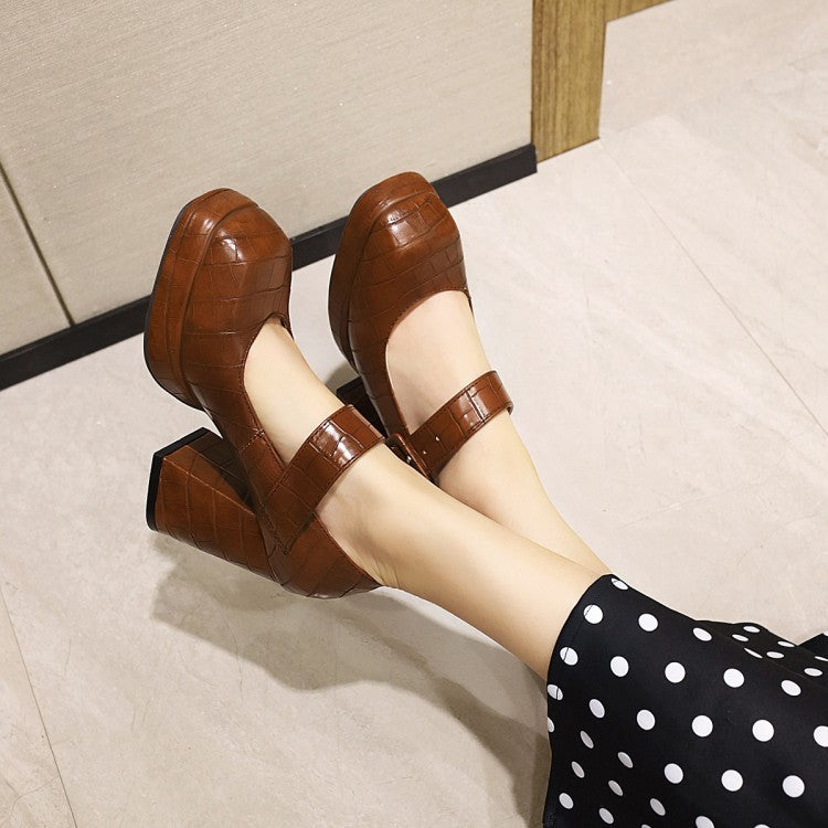 Women's Pure Color All-matching Chunky Heel High Heels