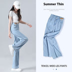 Light Color Lyocell Jeans Women's Summer Thin Wide-leg Pants