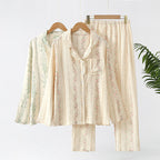 Double-layer Gauze Floral All Cotton Loose Pajamas Homewear Suit
