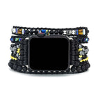 Black Retro Woven Watch Band  Natural Stone Bead Strap Bracelet