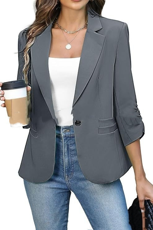 Solid Color Lightweight Slim Suit Jacket