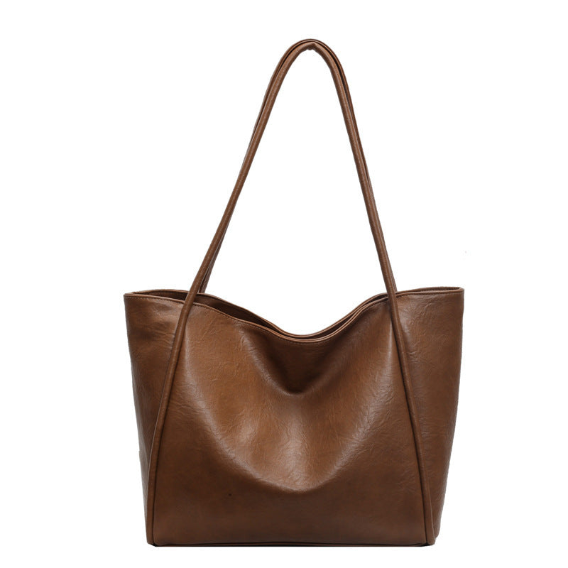 Soft Leather Shoulder Bag Large Capacity Commuter Totes Shopping Travel Bags For Women