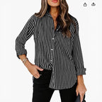 European And American Trendy Shirt Striped Pattern Printed 3D Shirt