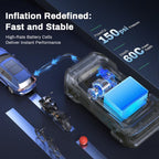 3000A Portable Car Emergency Starter Power Supply With Inflator Function 150PSI Digital Tire Inflator 12V Car Battery Charger With LED Lighting LCD Display